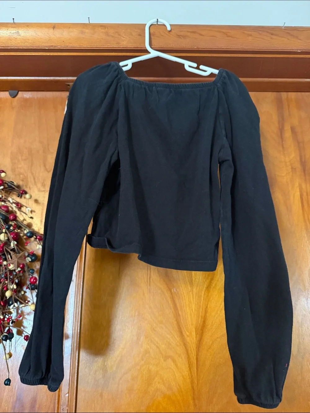GAP Black Smocked Long-Sleeve Top